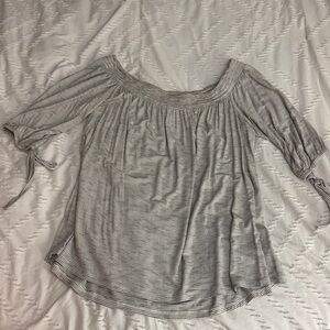 Knox Rose Black and White Off the Shoulder Striped Blouse